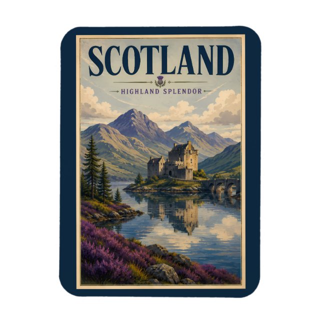Magnet Flexible Illustration de voyage des Highlands écossais (Vertical)