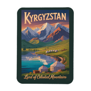 Magnet Flexible Illustration de voyage des montagnes du Kirghizist