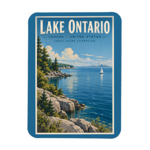 Magnet Flexible Illustration de voyage du lac Ontario Art vintage