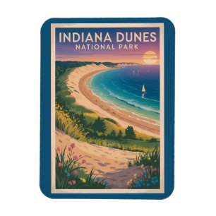 Magnet Flexible Illustration de voyage du parc national des dunes