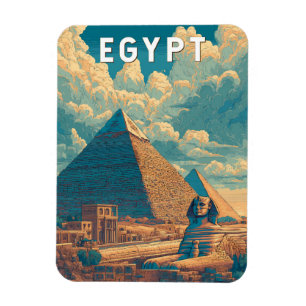 Magnet Flexible Illustration de voyage en Égypte Art vintage