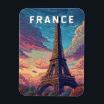 Magnet Flexible Illustration de voyage en France Art vintage<br><div class="desc">Conception de voyage vectorielle rétro de la France. De la tour Eiffel iconique de Paris aux vignobles de Bordeaux et à la beauté côtière de la Riviera française,  la France offre un voyage plein de romance,  d'histoire et de charme.</div>
