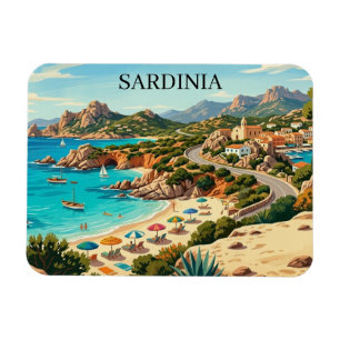 Magnet Flexible Illustration de voyage en Sardaigne Italie vintage