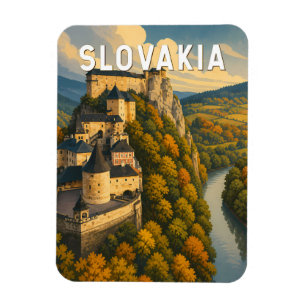 Magnet Flexible Illustration de voyage en Slovaquie style vintage