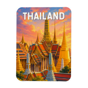 Magnet Flexible Illustration de voyage en Thaïlande Art vintage