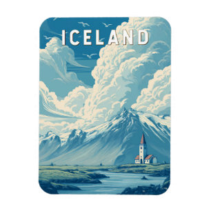 Magnet Flexible Illustration de voyage Islande Art vintage