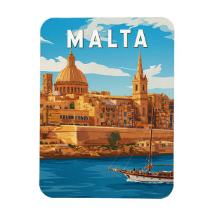 Magnet Flexible Illustration de voyage vintage à Malte