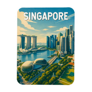Magnet Flexible Illustration de voyage vintage à Singapour