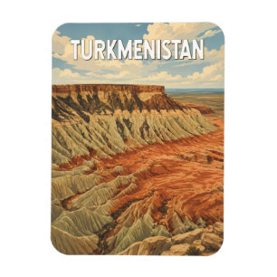 Magnet Flexible Illustration de voyage vintage au Turkménistan