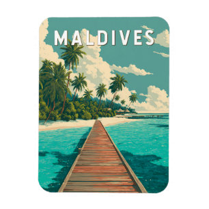 Magnet Flexible Illustration de voyage vintage aux Maldives