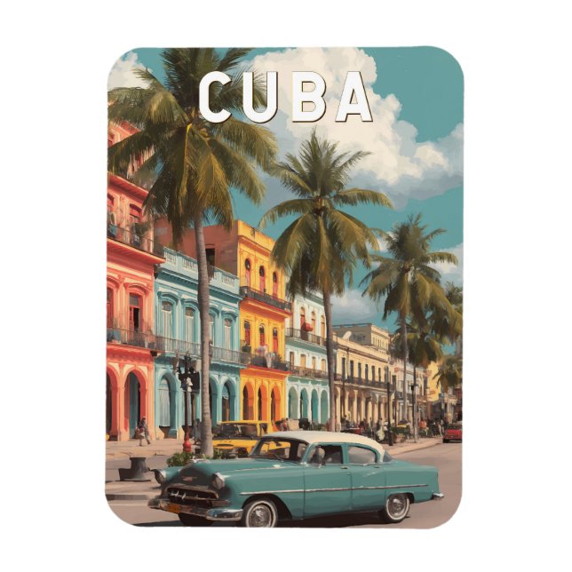 Magnet Flexible Illustration de voyage vintage Cuba (Vertical)