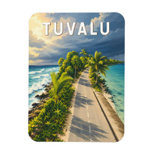 Magnet Flexible Illustration de voyage vintage de Tuvalu