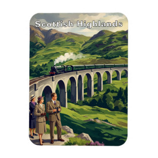 Magnet Flexible Illustration de voyage vintage des Highlands écoss
