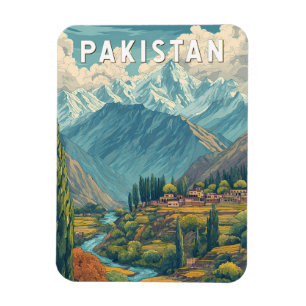 Magnet Flexible Illustration de voyage vintage du Pakistan