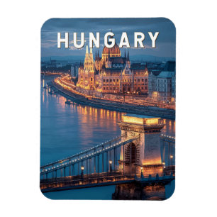 Magnet Flexible Illustration de voyage vintage en Hongrie