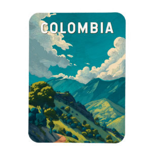 Magnet Flexible Illustration de voyage vintage sur la Colombie