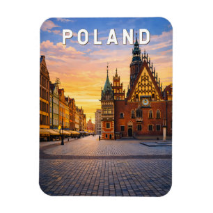 Magnet Flexible Illustration de voyage vintage sur la Pologne