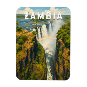 Magnet Flexible Illustration de voyage vintage sur la Zambie