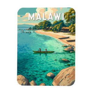 Magnet Flexible Illustration de voyage vintage sur le Malawi