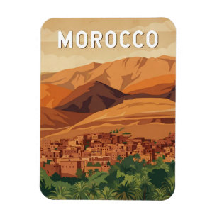 Magnet Flexible Illustration de voyage vintage sur le Maroc