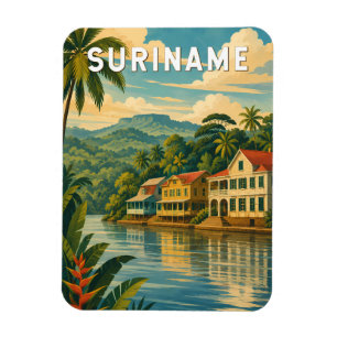 Magnet Flexible Illustration de voyage vintage sur le Suriname