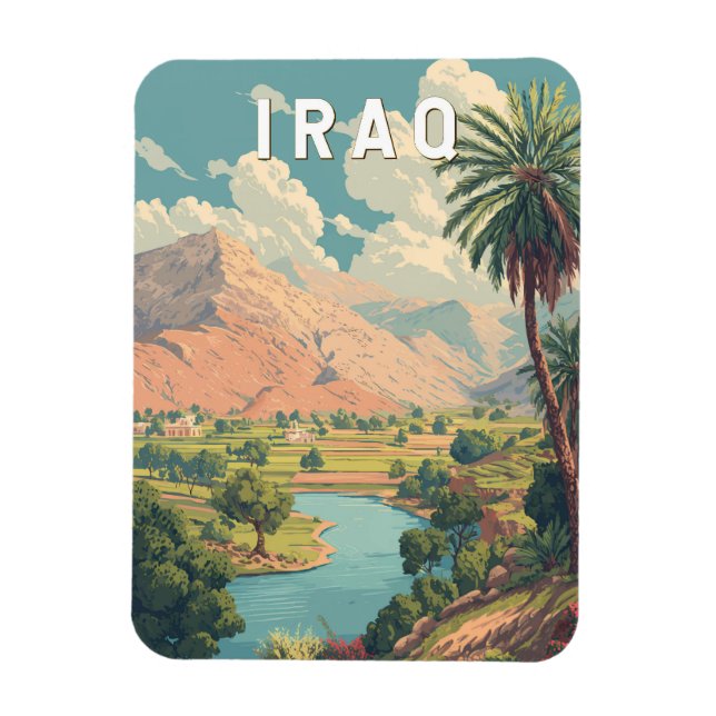 Magnet Flexible Illustration de voyage vintage sur l'Irak (Vertical)