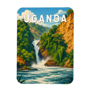 Magnet Flexible Illustration de voyage vintage sur l'Ouganda
