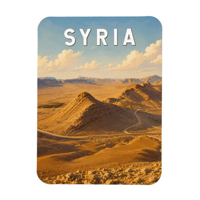 Magnet Flexible Illustration de voyage vintage Syrie (Vertical)