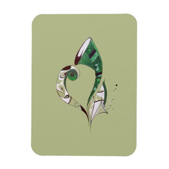 Magnet Flexible Illustration d'encre abstraite verte dessinée à la (Vertical)