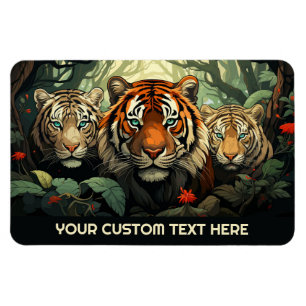 Magnet Flexible Illustration des tigres de texte personnalisés