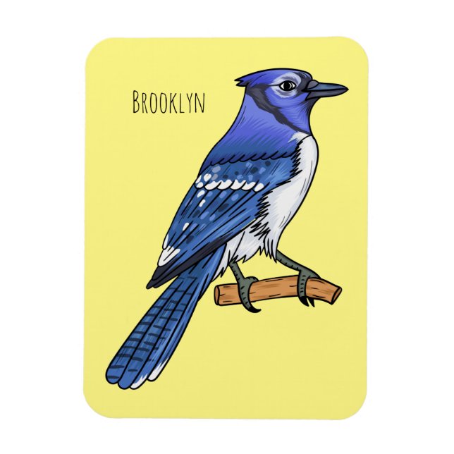 Magnet Flexible Illustration d'oiseau de jay bleu (Vertical)