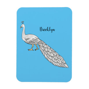 Magnet Flexible Illustration d'oiseau de paon blanc