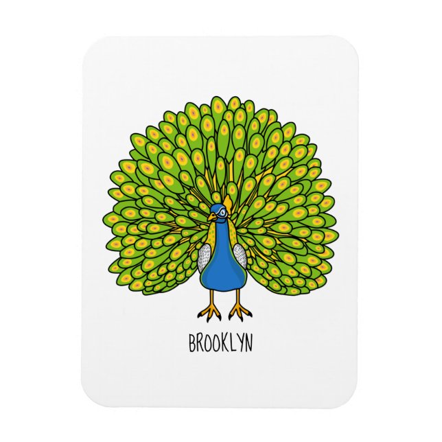 Magnet Flexible Illustration d'oiseau de paon brillant (Vertical)