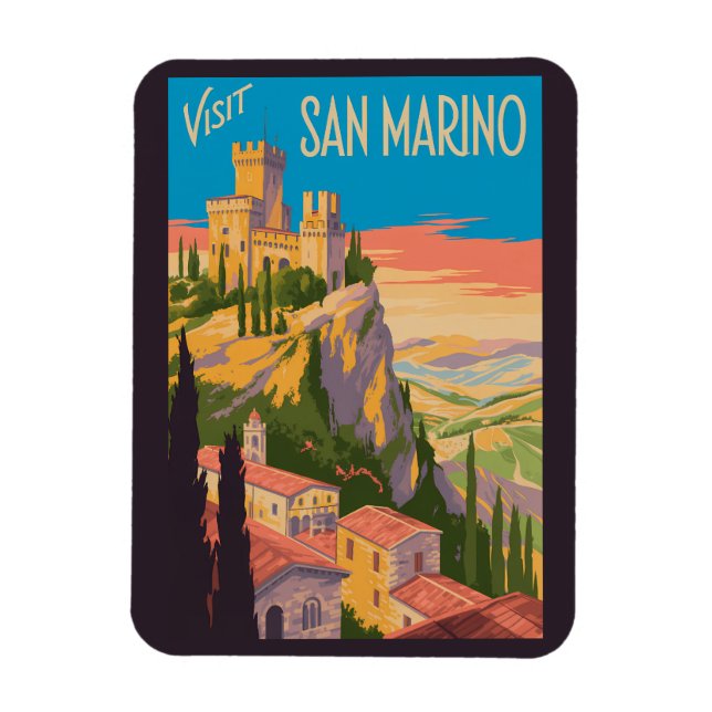 Magnet Flexible Illustration du château de Saint-Marin Art de voya (Vertical)