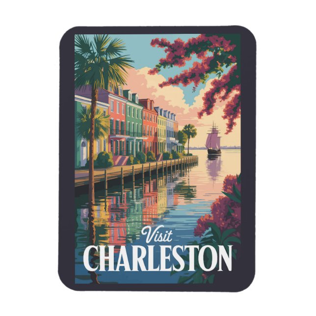 Magnet Flexible Illustration du front de mer de Charleston Carolin (Vertical)