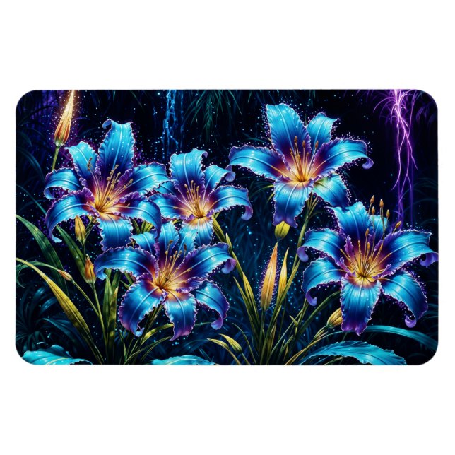 Magnet Flexible Illustration du jardin de nuit des fleurs biolumin (Horizontal)