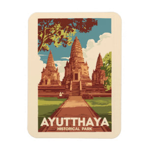 Magnet Flexible Illustration du parc historique d'Ayutthaya Art de