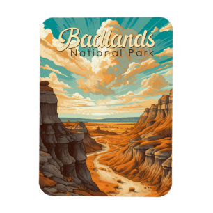 Magnet Flexible Illustration du parc national Badlands Retro