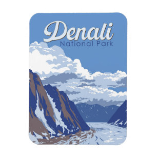 Magnet Flexible Illustration du parc national de Denali Voyage Vin