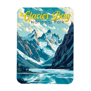 Magnet Flexible Illustration du parc national de Glacier Bay Retro