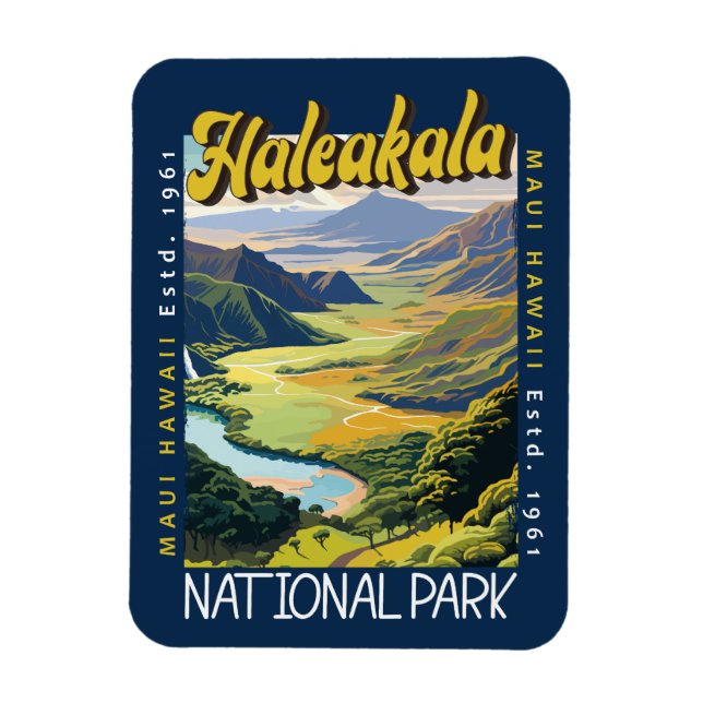 Magnet Flexible Illustration du parc national de Haleakala en état (Vertical)