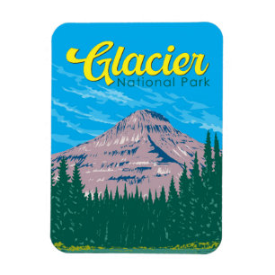 Magnet Flexible Illustration du parc national Glacier Voyage Vinta