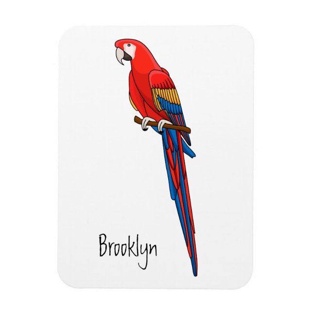 Magnet Flexible Illustration du perroquet de macaw Scarlet (Vertical)