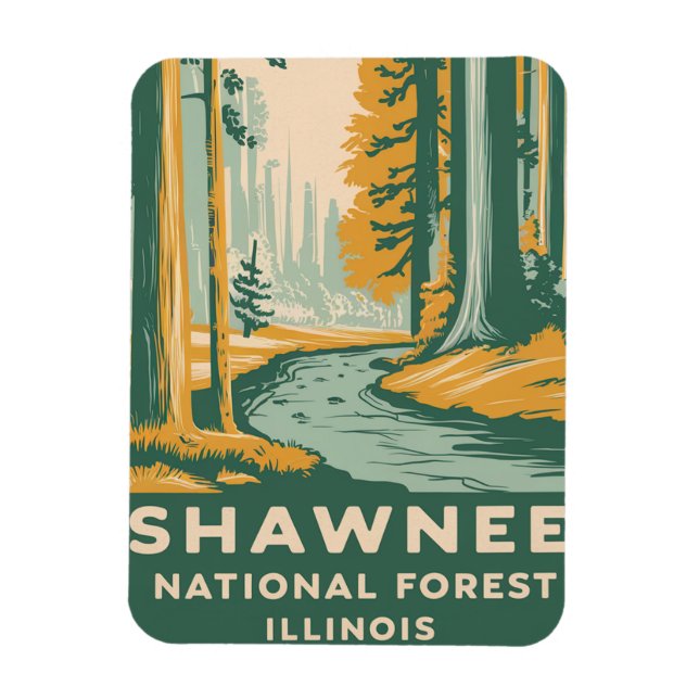 Magnet Flexible Illustration du rétro forestier national de Shawne (Vertical)