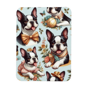 Magnet Flexible Illustration du Terrier Vintage de Boston