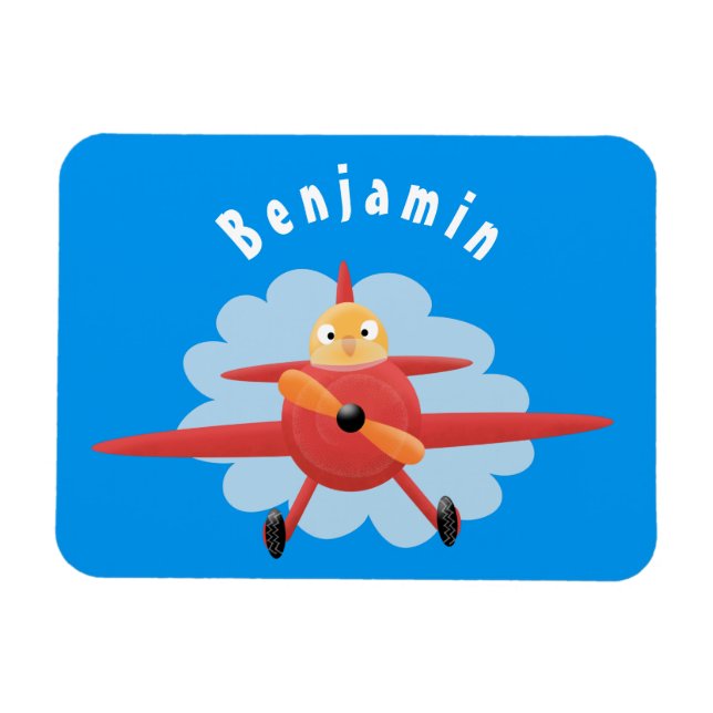 Magnet Flexible Illustration d'un avion rouge volant mignon (Horizontal)