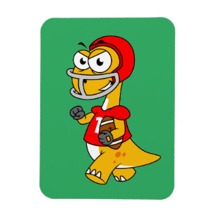 Magnet Flexible Illustration D'Un Brontosaurus Jouant Au Football.