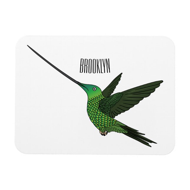 Magnet Flexible Illustration d'un colibri à bec épée (Horizontal)