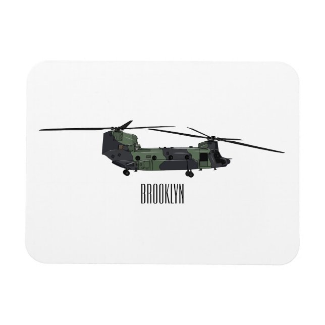 Magnet Flexible Illustration d'un hélicoptère de l'armée de Chinoo (Horizontal)