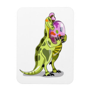 Magnet Flexible Illustration D'Un Lambéosaure Portant Un Oeuf.